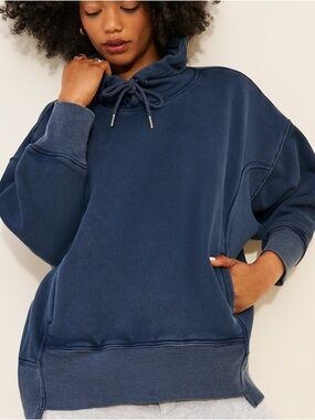 Free People Sprint To The Finish Hoodie Sweatshirt - Navy Blue - Large